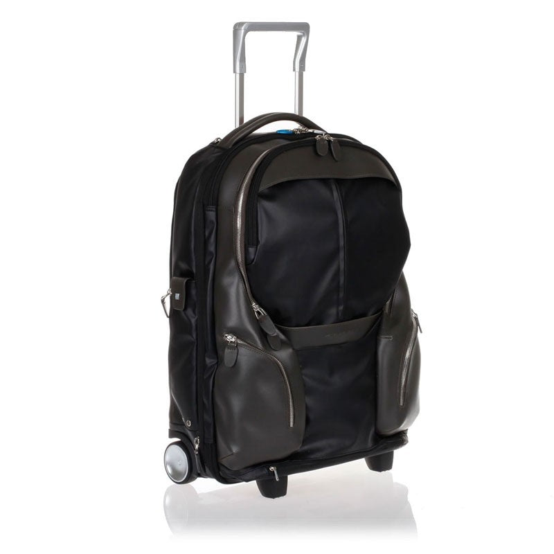 Trolley Cabin 2 Ruote In Pelle Nero Coleos Piquadro