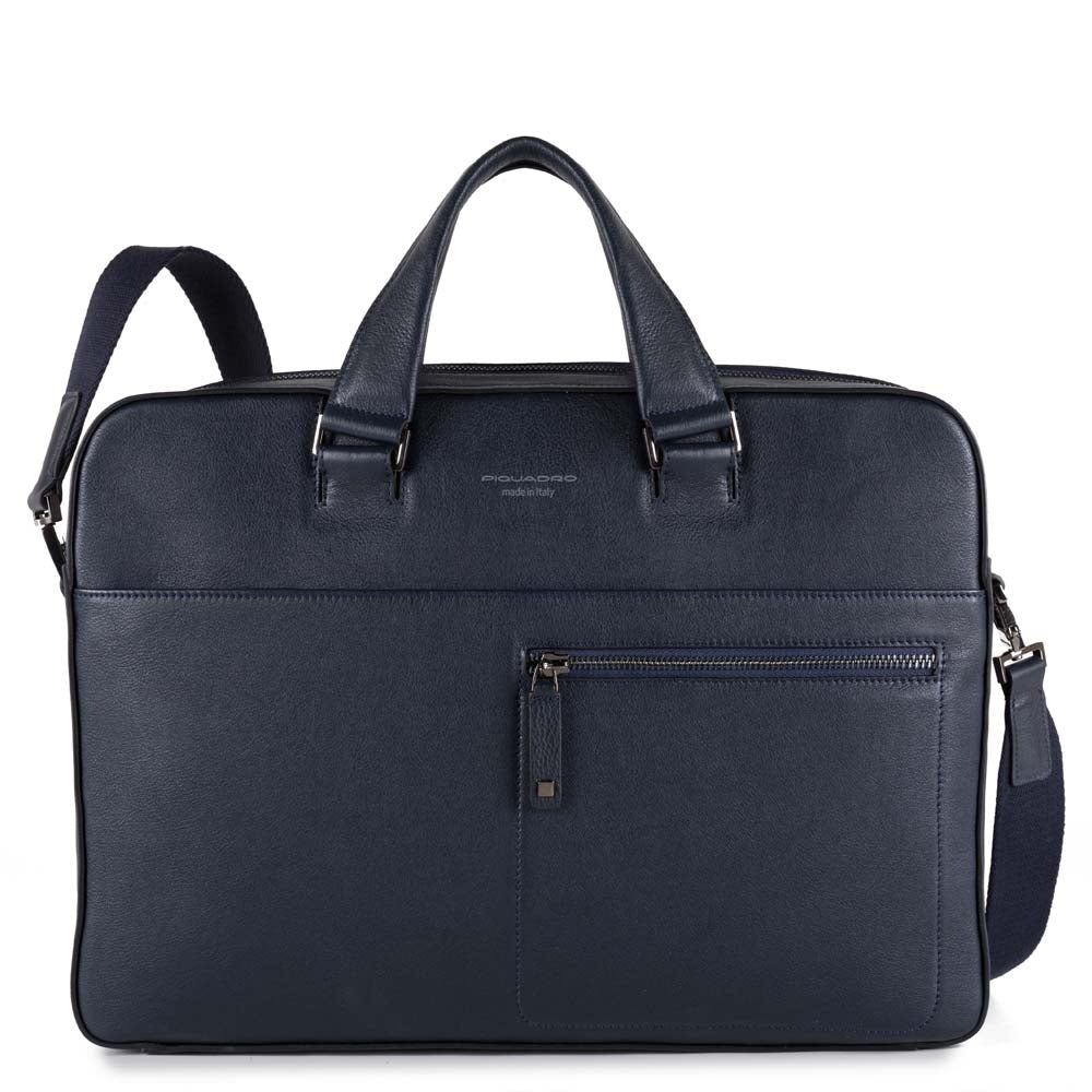 Cartella 2 Manici In Pelle Blu David Piquadro