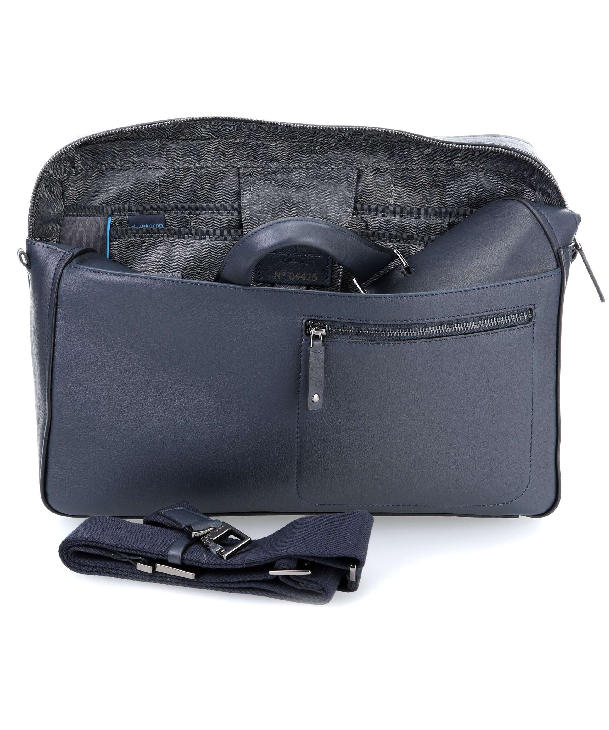 Cartella 2 Manici In Pelle Blu David Piquadro