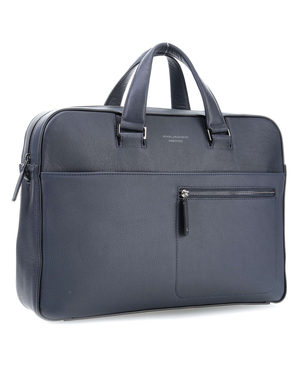 Cartella 2 Manici In Pelle Blu David Piquadro