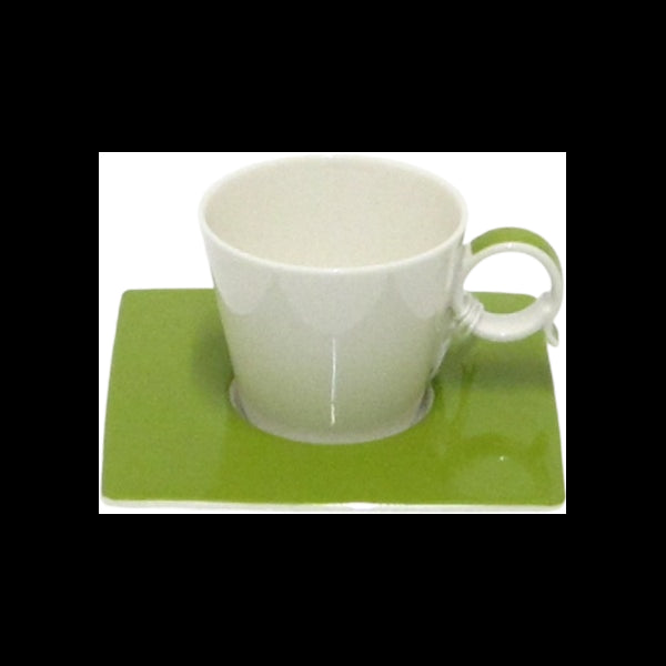 Sei Tazze Caffè C/P Tondo Bordo Verde Bandy Olive Livellara