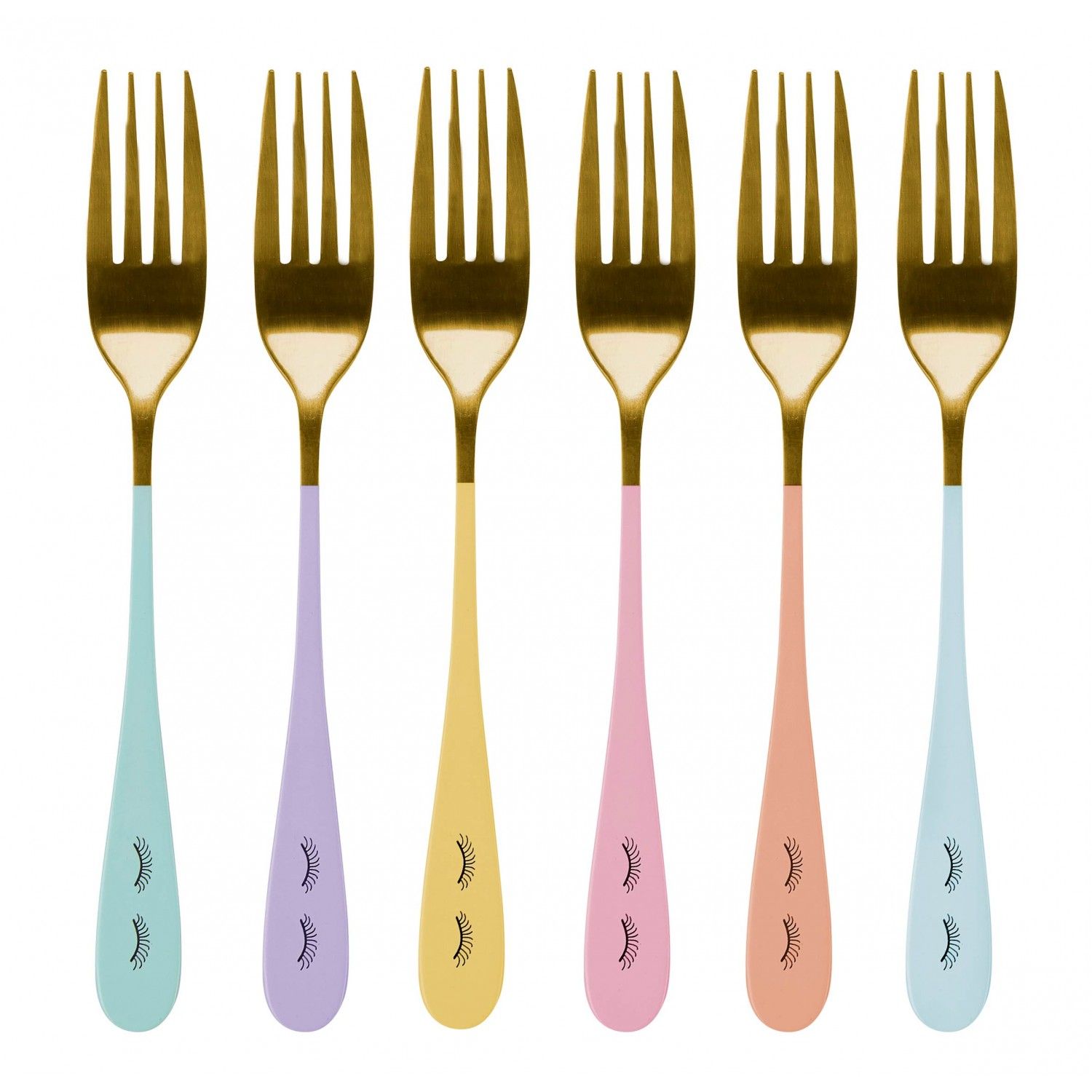 Set 6 Forchettecon Occhi Colori Assortiti Miss Etoile Miss Etoile