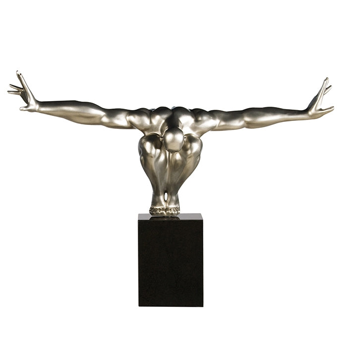 Scultura Atleta Silver In Ceramica Base In Marmo Casablanca Design