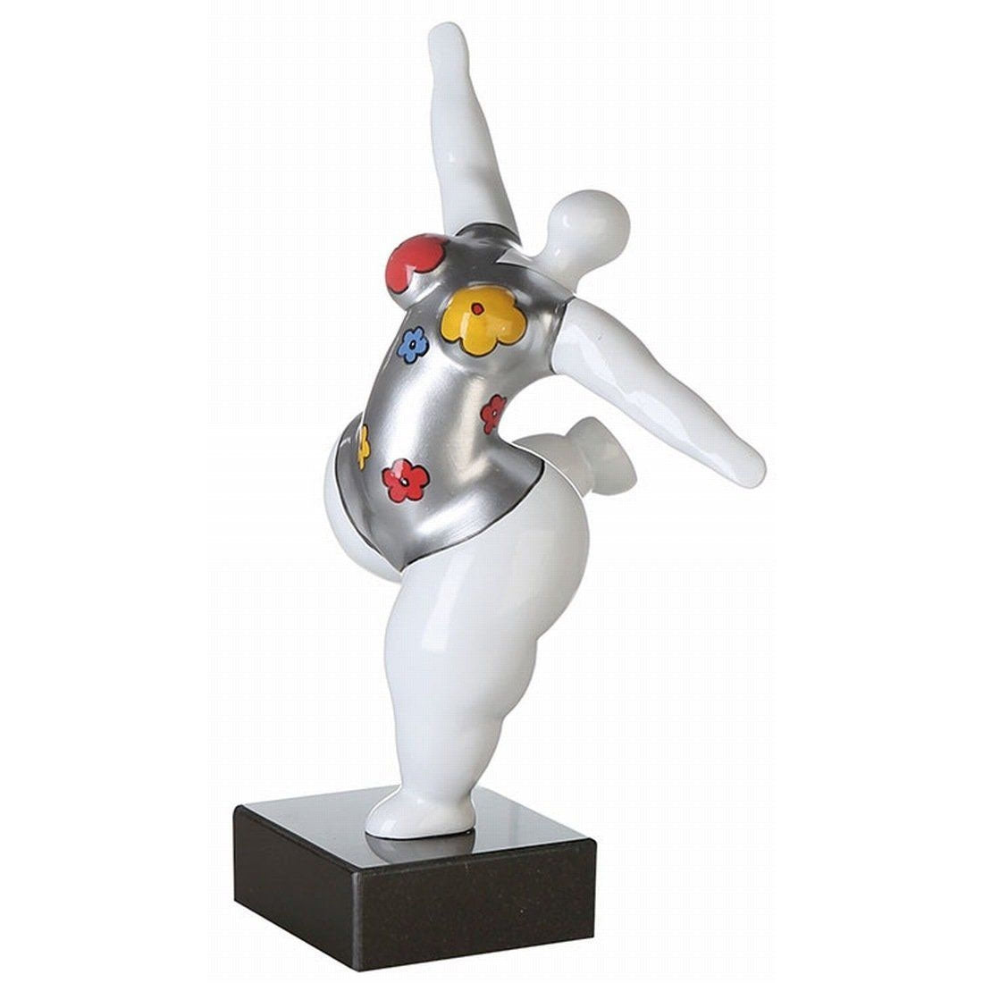 Scultura Ballerina Bianca Con Fiori Base In Marmo Casablanca Design