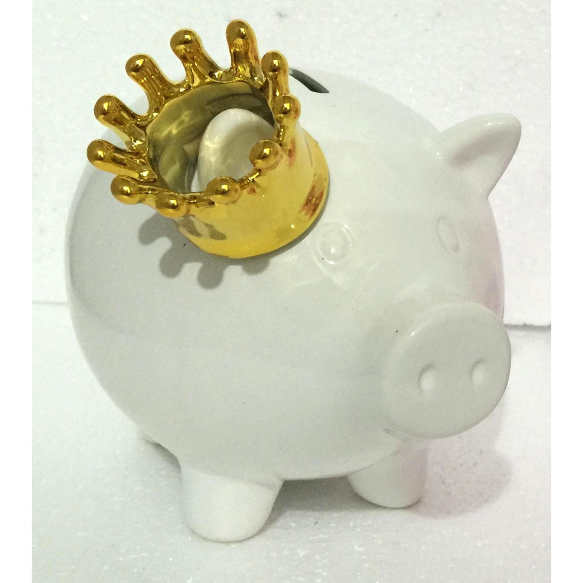 Piggybank W.Crown 15Cm White Cor Mulder
