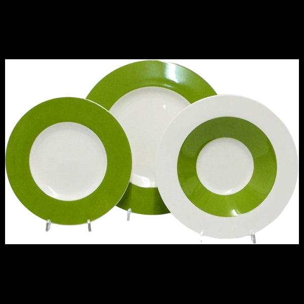 Sei Piatti Dessert Tondo Bordo Verde Bandy Olive Livellara