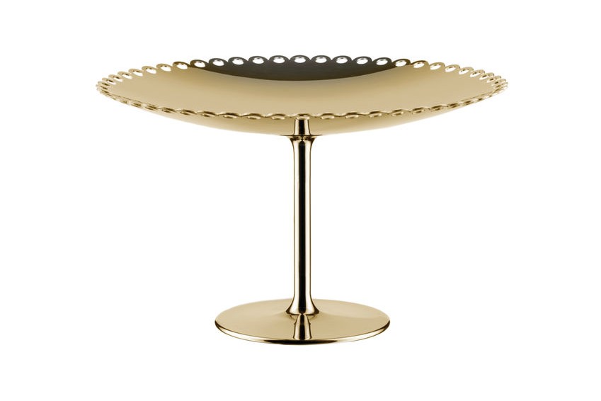Alzata con bordo traforato Edges in PVD ottone Alessi