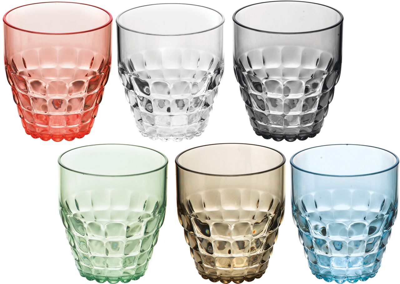 Set 6 Bicchieri Bassi Tiffany Colori Decori Vari Guzzini Guzzini
