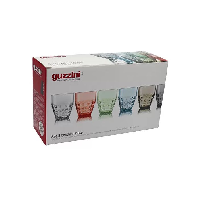 Set 6 Bicchieri Bassi Tiffany Colori Decori Vari Guzzini Guzzini