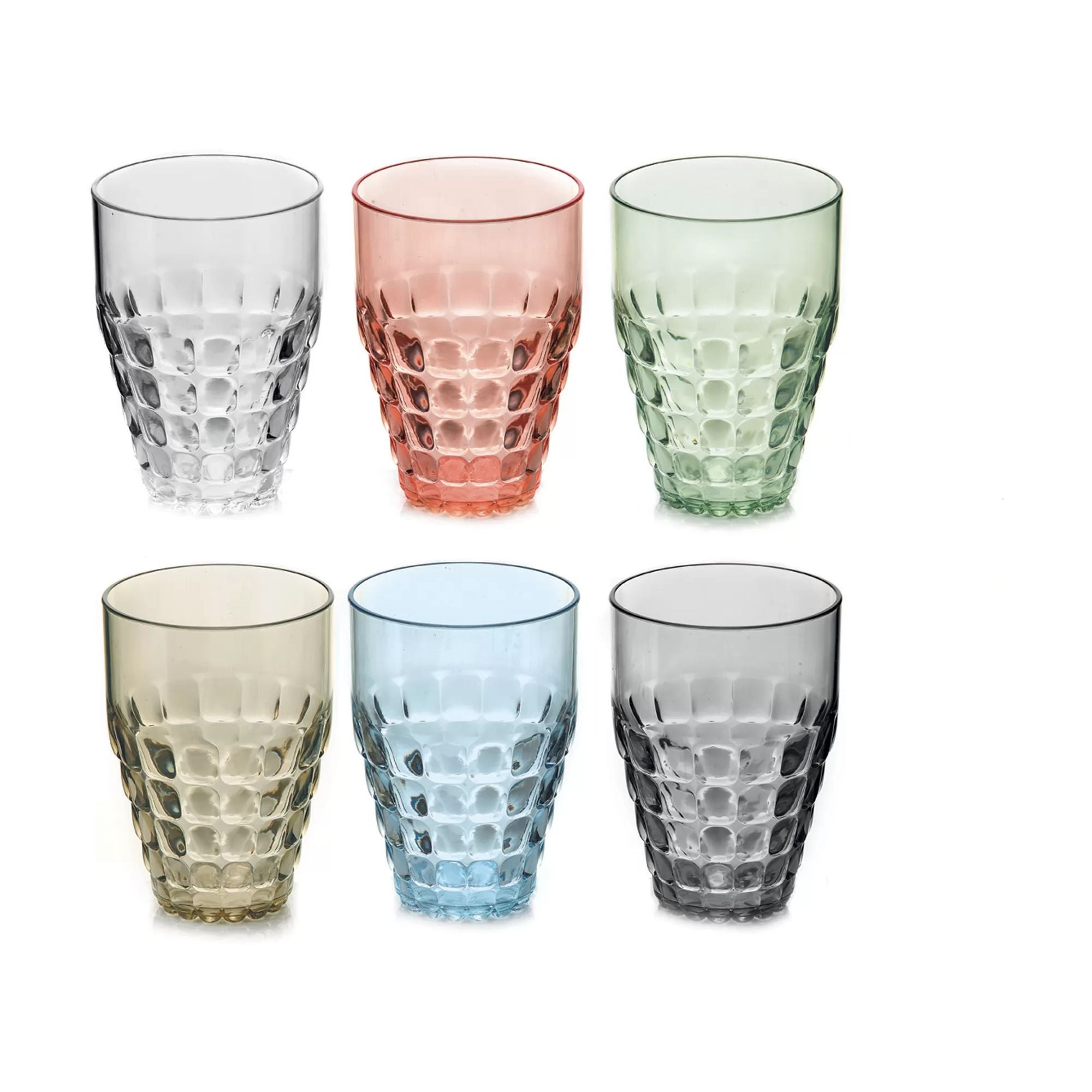 Set 6 Bicchieri Alti Tiffany Colori Decori Vari Guzzini Guzzini