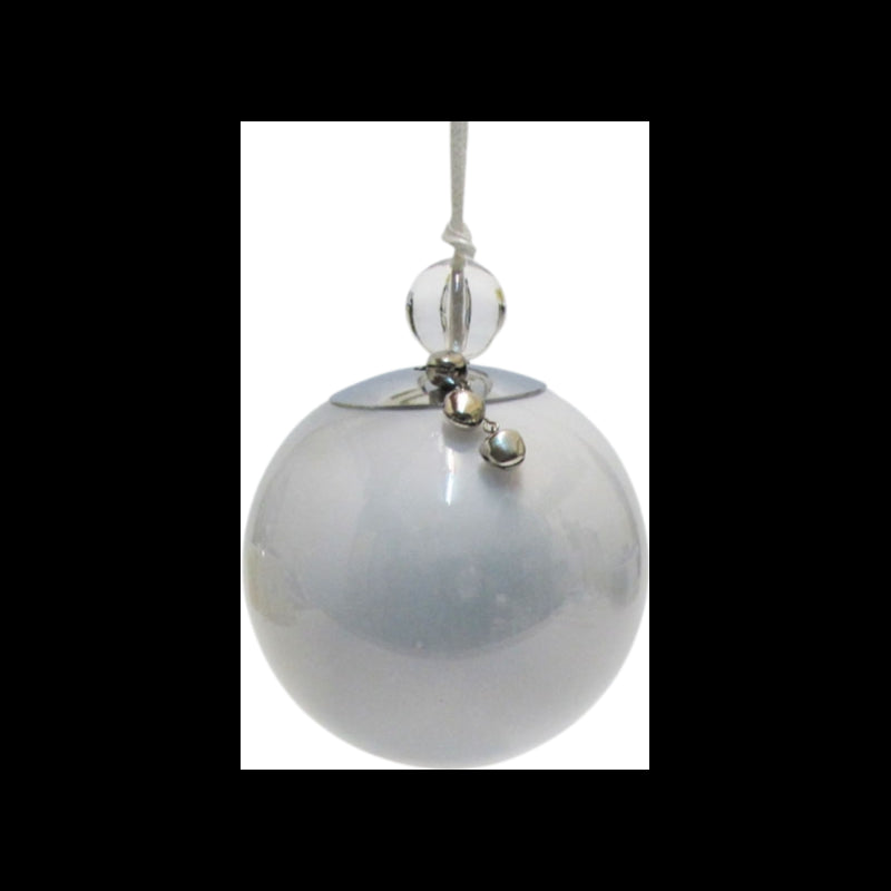 L`Oca Nera - Sfera Natale In Vetro Bianca Ghiaccio L'oca Nera