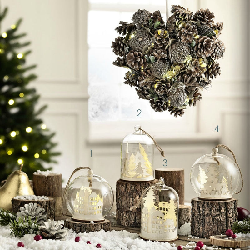 L`Oca Nera - Cloche Con Alberi Led Cm 7X11H L'oca Nera