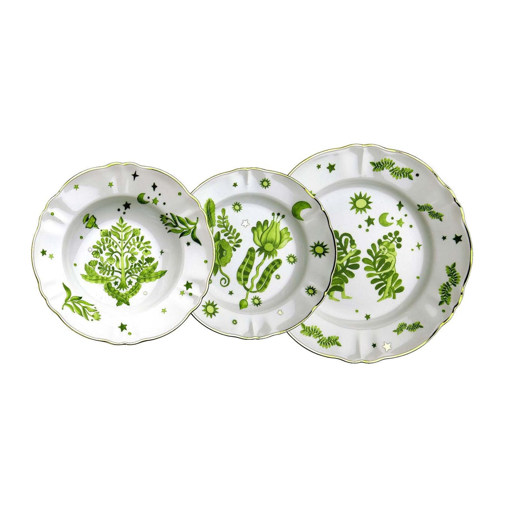 Set 3 Piatti Floreale Verde Tavola Scomposta Bitossi Home Bitossi Home