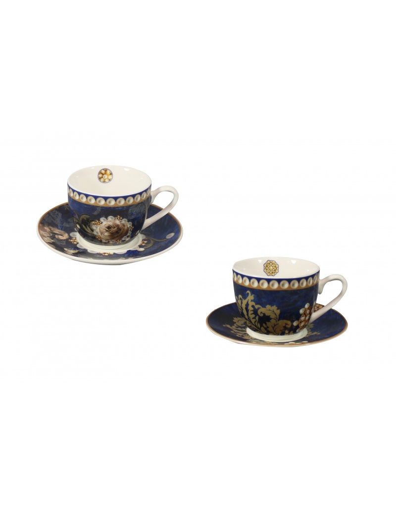 Tazzina Caffe Danubio Blu Set 2 Pz New Bone China Brandani
