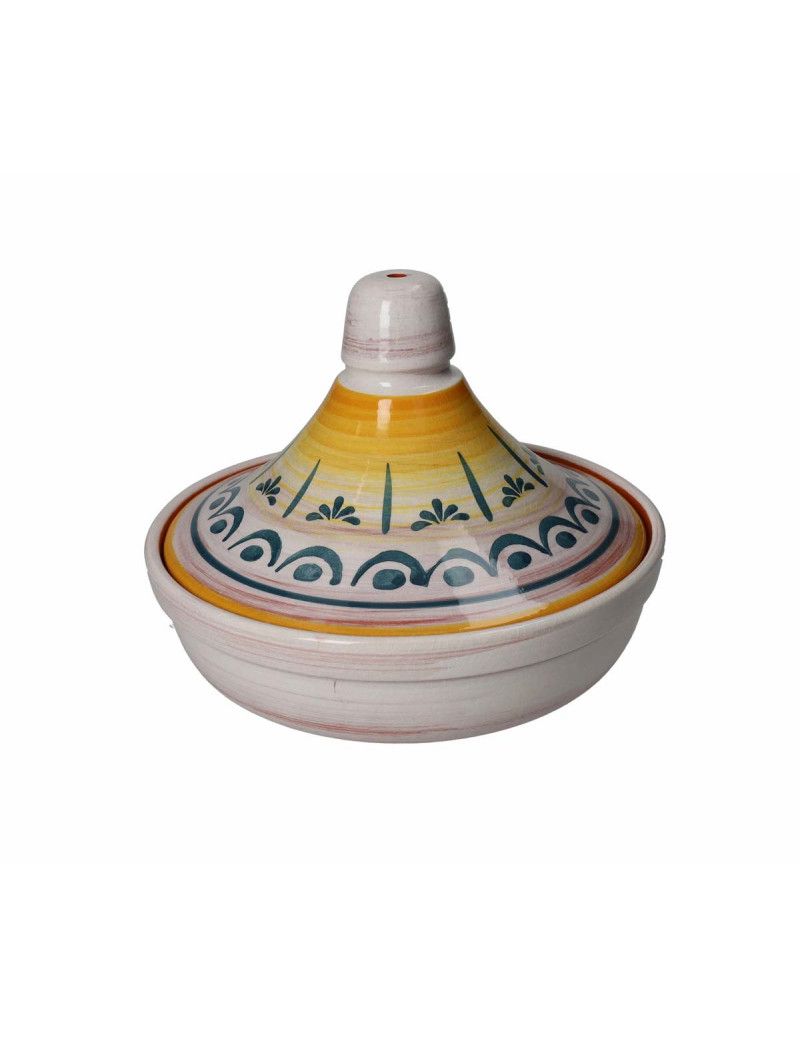 Tajine Bianco C/Coperchio Decorato Terracotta Da Fuoco Brandani Brandani
