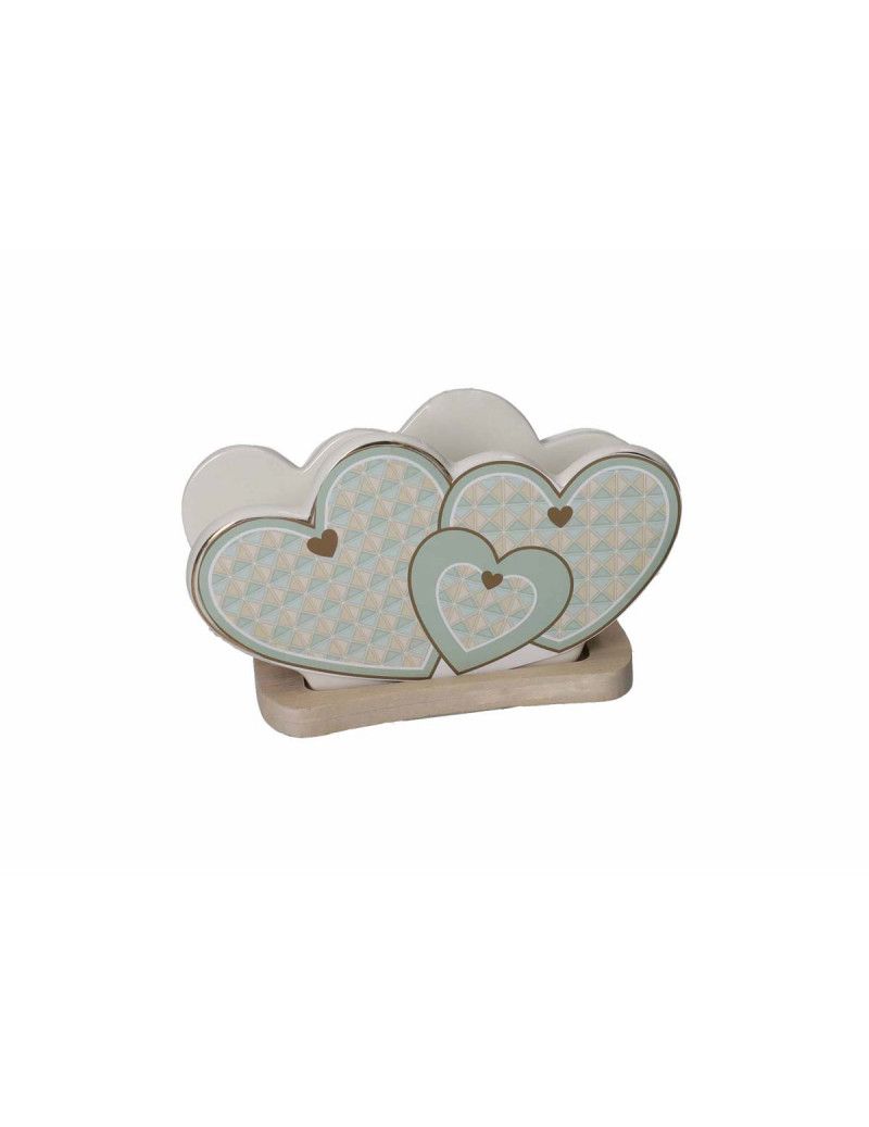 Portatovaglioli Cuore Diamantino Porcellana C/Sup Bamb Natur Brandani