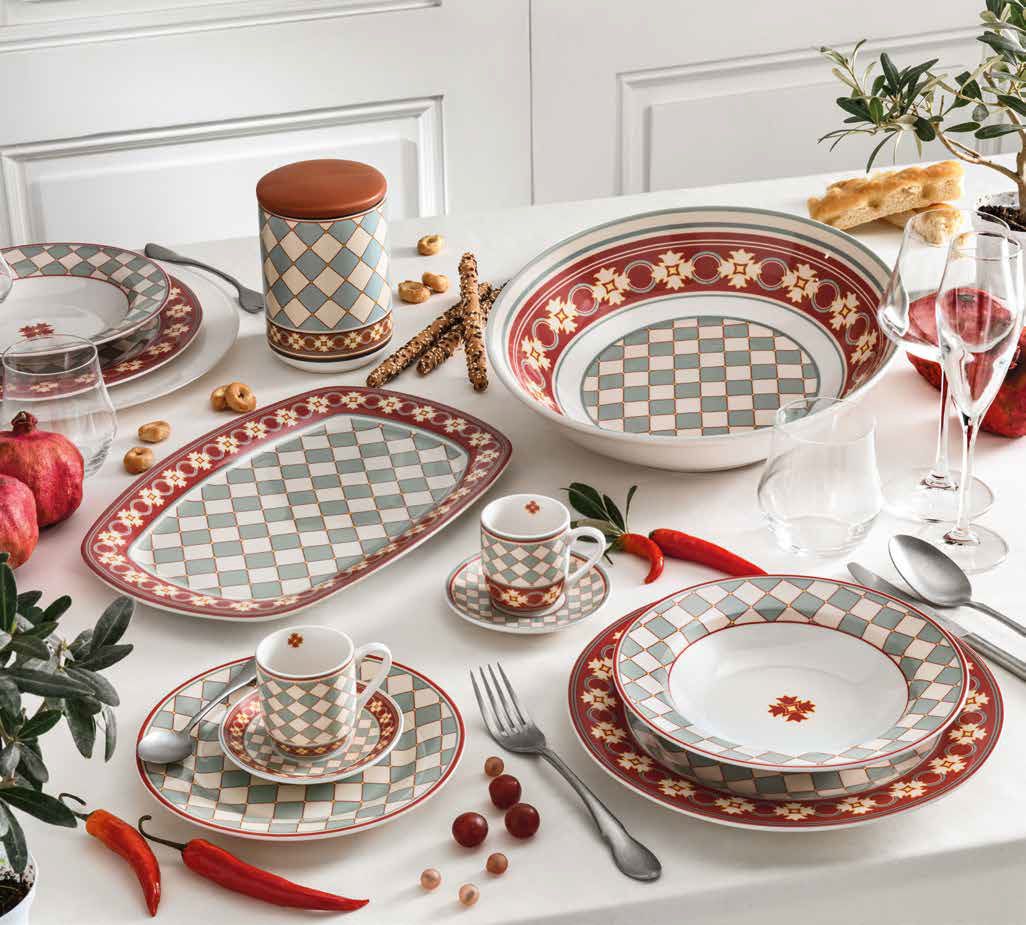 Tavola 18 Pz Le Cementine Quadrella Porcellana Brandani