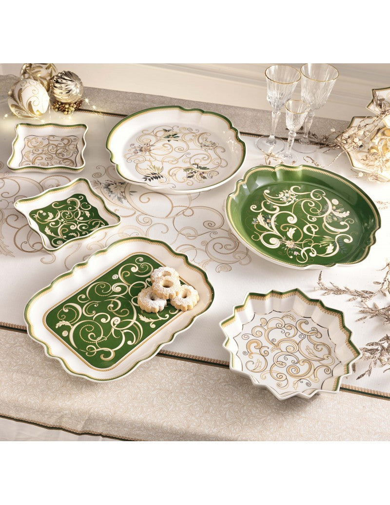 Vassoio Portata Filo D`Oro Porcellana (Verde) Brandani