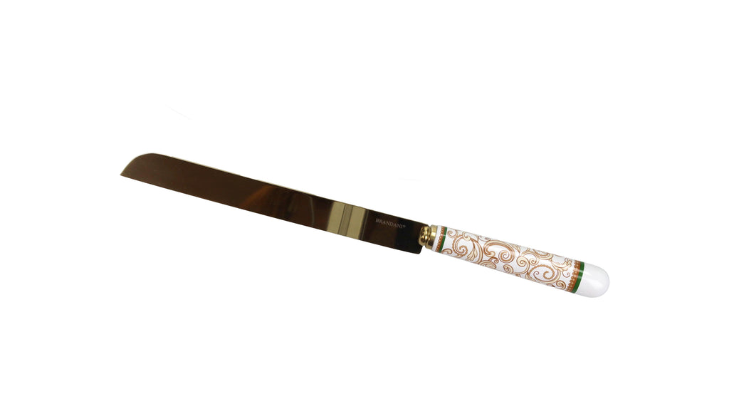 Coltello Torta Filo D`Oro Champagne Inox C/Manico Ceramica Brandani