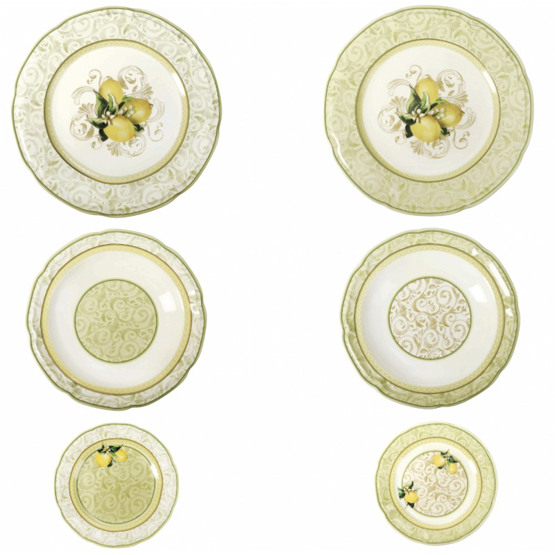 Tavola 18 Pz Limoni New Bone China Brandani