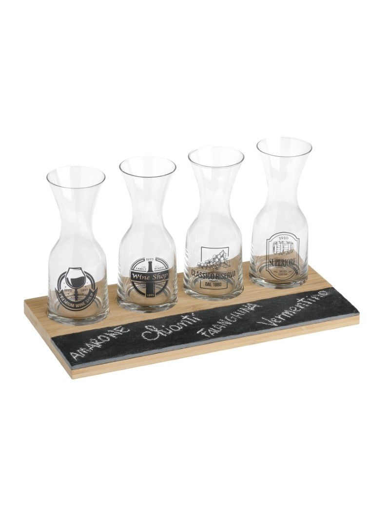 Vassoio Assaggi Sommelier Set6 Pz. Vetro/Ardesia/Bamboo Brandani Brandani