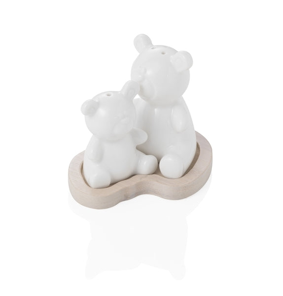 Brandani - Sale E Pepe Orsetto Porcellana Bianca Con Supp Bambo Brandani