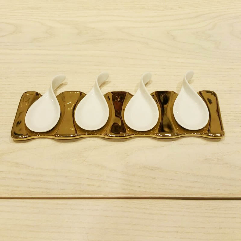 Brandani - P E Assaggi 4 Pz Con Vassoio Oro Brandani