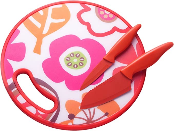 Tagliere Hippy Pp Con 2 Coltelli Rossi Antiaderent Brandani