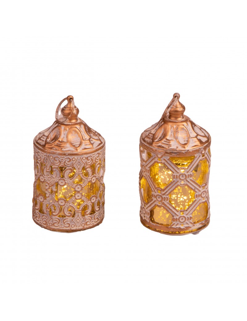 Mini Lanterna Gold C/Led Set 2 Pz Metal Brandani