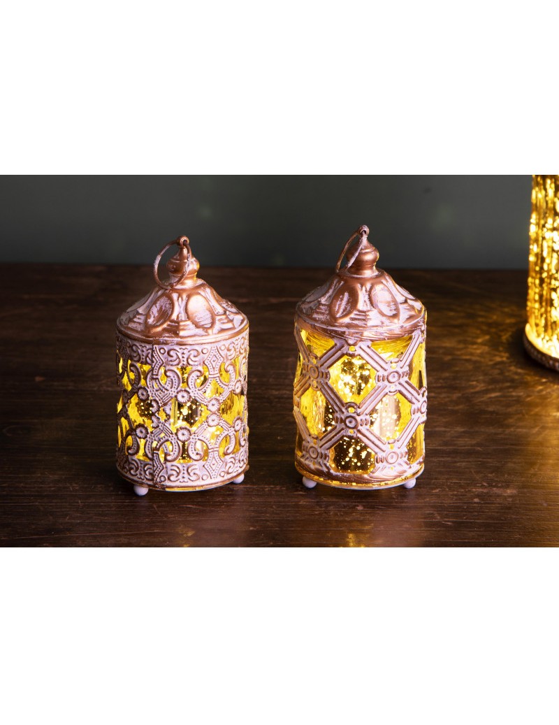 Mini Lanterna Gold C/Led Set 2 Pz Metal Brandani