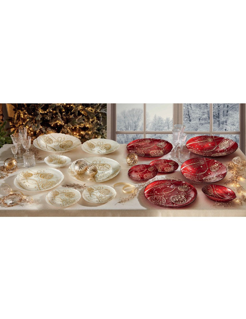 Piatto Regalomagia Bianco/Oro Cm 32 Vetro Brandani