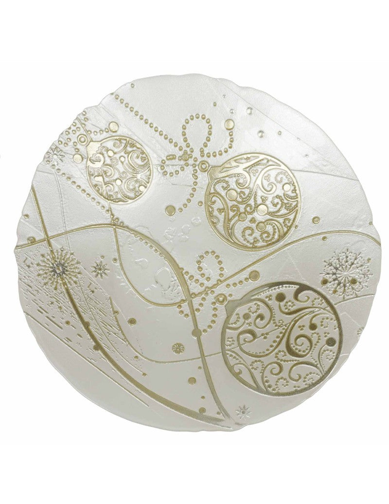 Centrotavola Regalomagia Bianco/Oro Cm 40 Vetro Brandani