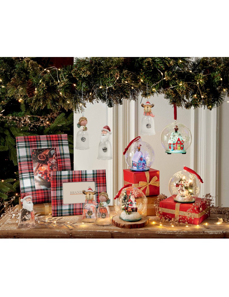 Sfera Natalizia C/Led Soggetti Assortiti Vetro Brandani