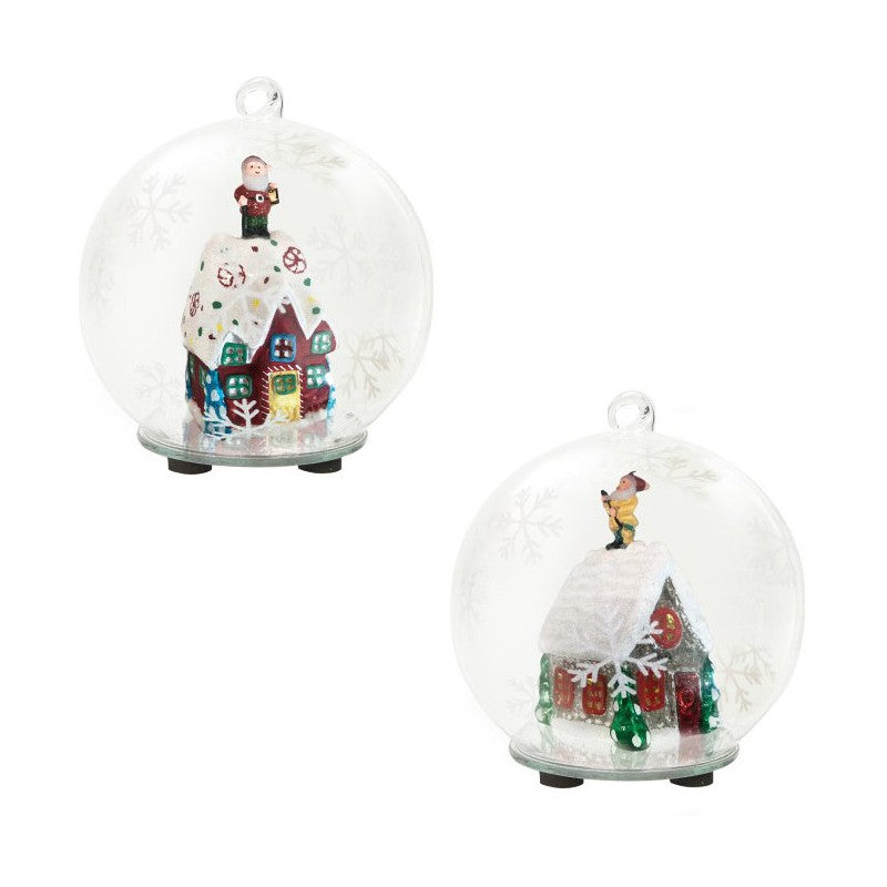 Sfera Natalizia C/Led Soggetti Assortiti Vetro Brandani