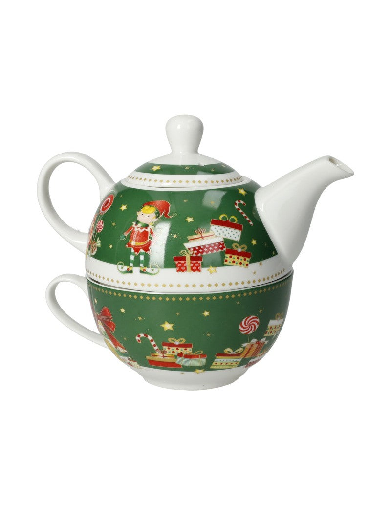 Teiera Con Tazza Elfomagia New Bone China (Verde) Brandani
