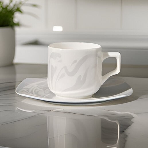 Sei Tazze Caffe Con Piattino Linea Vela Dec. Wing Ginori 1735