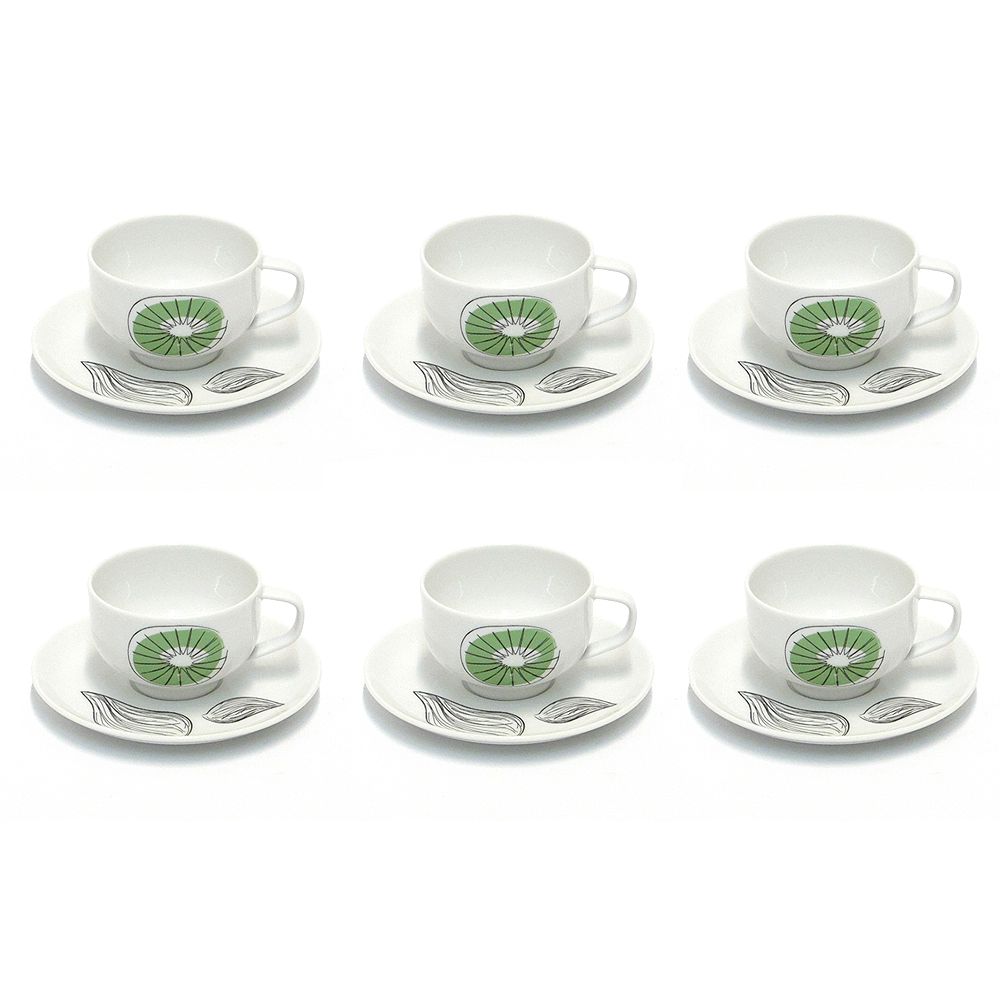 Sei Tazze The Con Piattino Decoro Frutta Ginori 1735