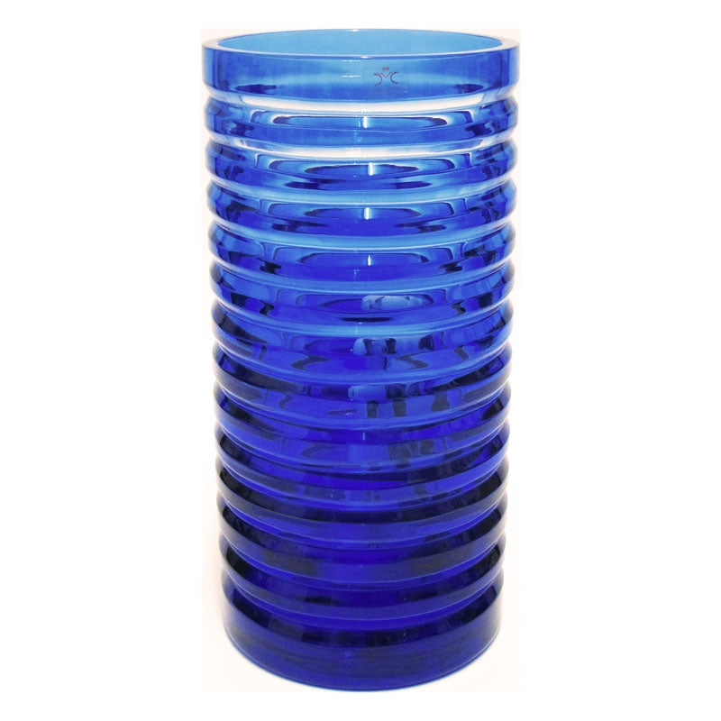 Vaso Fiori Cilindrico Blu Tagliato Mario Cioni