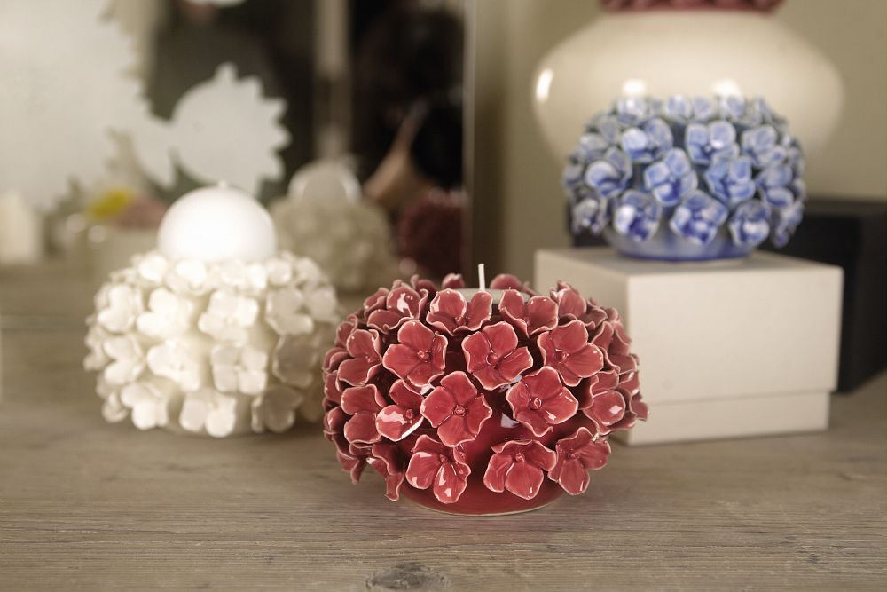 Porta T-Light Ortensia Cm12 Petit Rosso Tognana