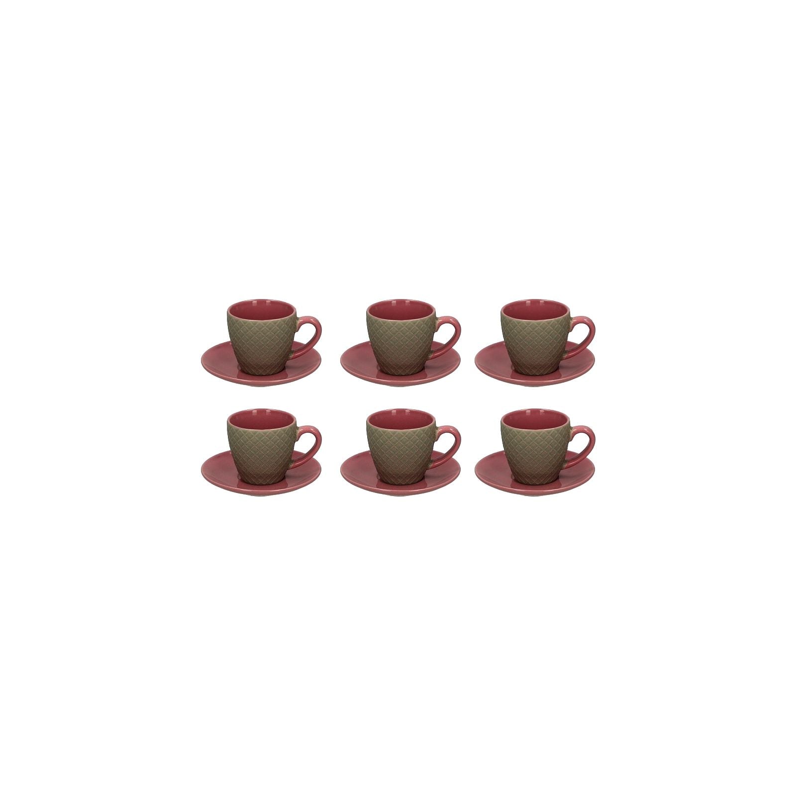 6 Tazze Caffe` Con Piattini Relief Cool-Tor Tognana