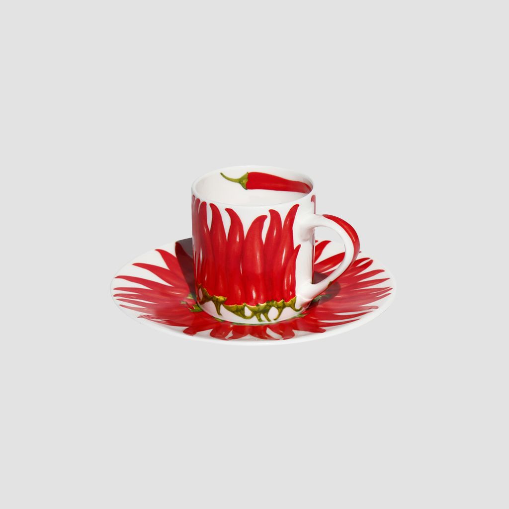 Red Pepper Set 4 Tazze Espresso Con Piattino Taitu Taitu