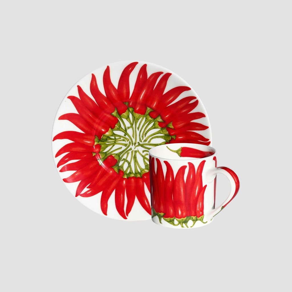 Red Pepper Set 4 Tazze Espresso Con Piattino Taitu Taitu
