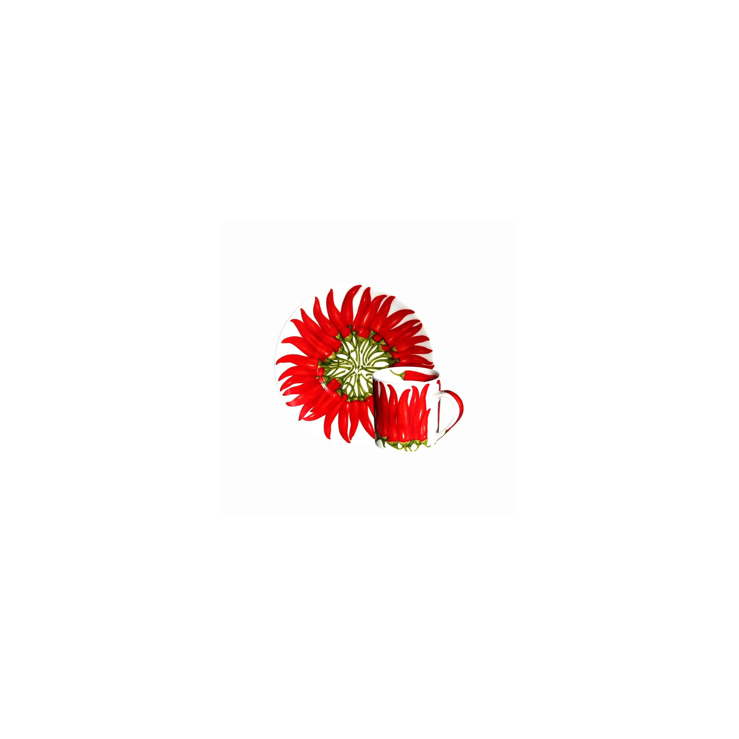 Red Pepper Set 4 Tazze Espresso Con Piattino Taitu Taitu