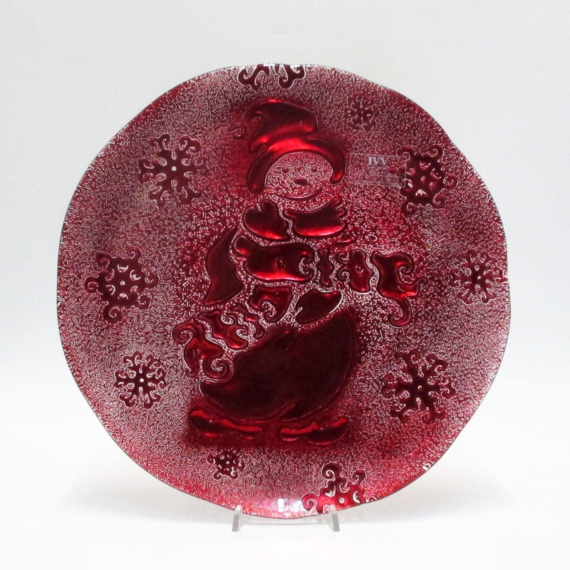 Snowman Piatto Cm. 36 Decoro Rosso Scatola Regalo Ivv