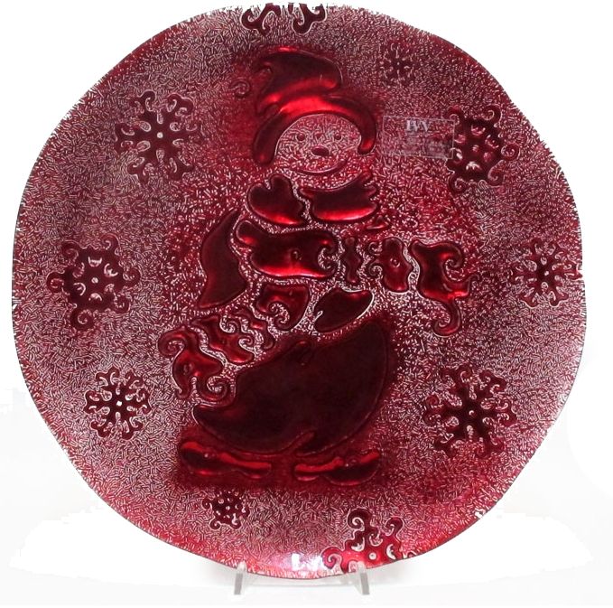 Snowman Piatto Cm. 36 Decoro Rosso Scatola Regalo Ivv