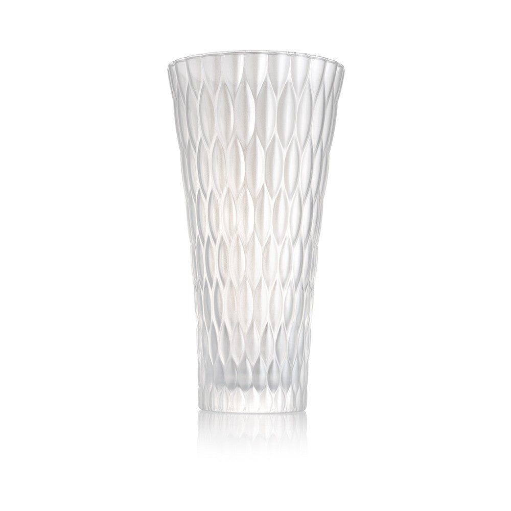 Loto Vaso H. 30 Cm. Decoro Perlaceo Bianco Ivv