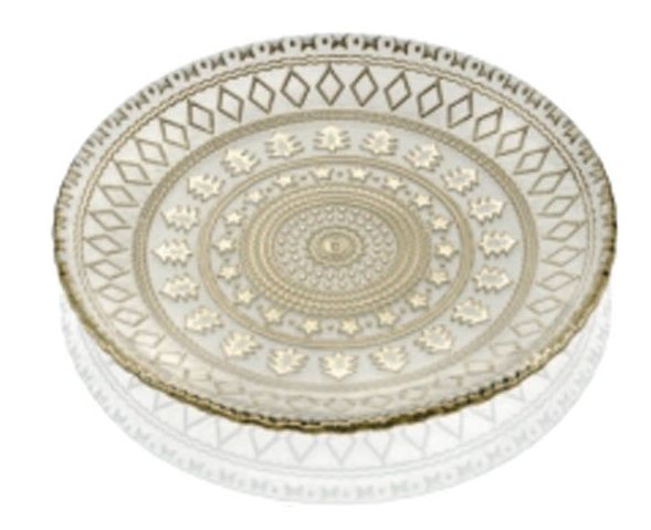 Holidays Piatto Cm.19.5 Trasparente H.2 Decoro Oro Ivv
