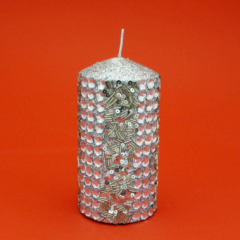 Candela Cilindrica Con Brillanti Cm 16 H Edg
