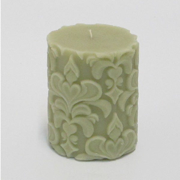 Candela Cilindrica Verde Damascata Edg