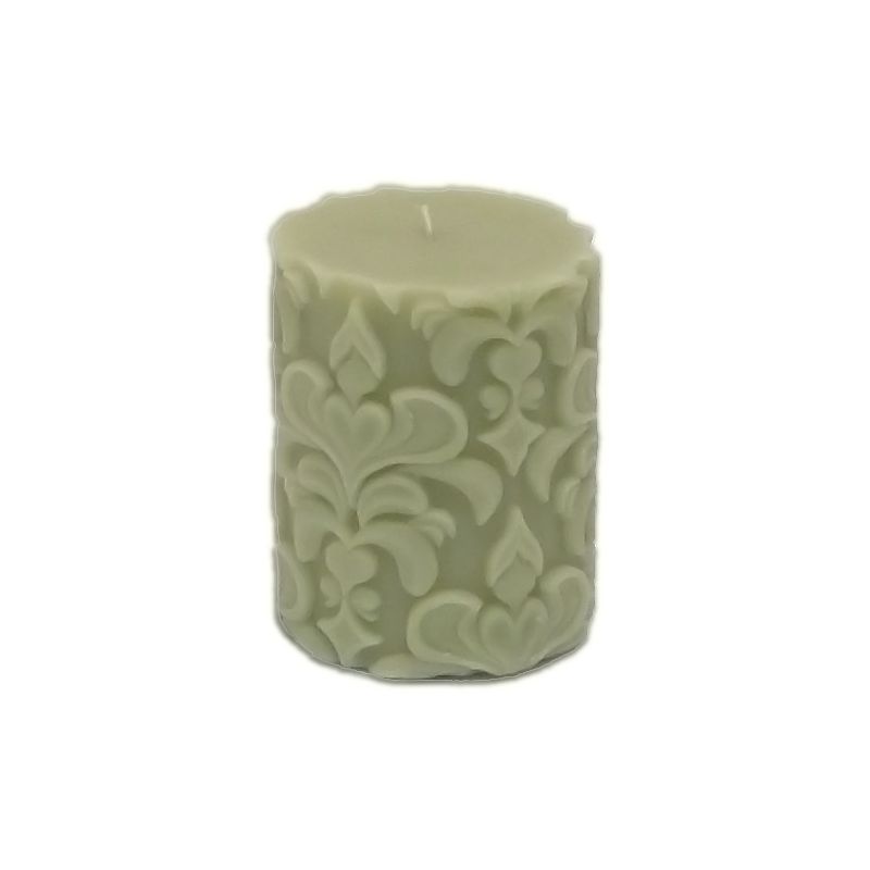 Candela Cilindrica Verde Damascata Edg